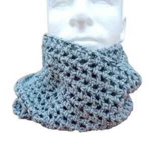 Handmade Men's Hipster Infinity Scarf Cowl Gray Acrylic Vegan OS